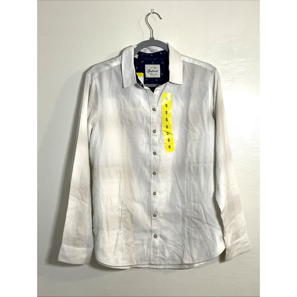 Women's Jachs Girlfriend Super Soft Feel Flannel Botton up Shirt White S New - Picture 3 of 7